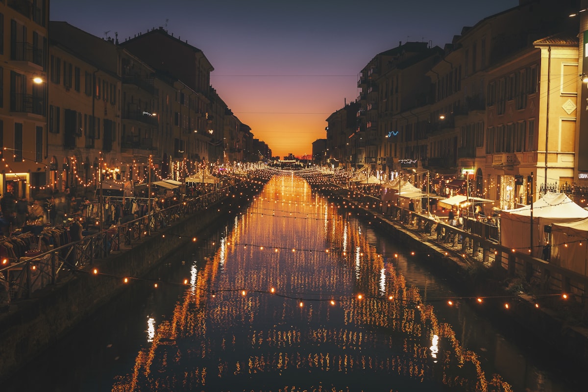 Milan skyline with the Duomo at sunset